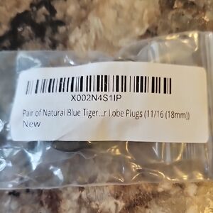 Blue Tiger Eye Stone Lobe Plugs - Pair